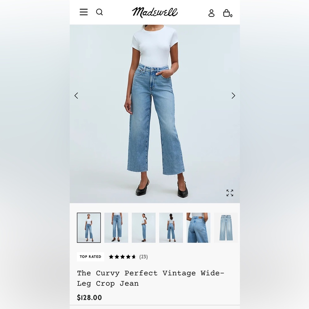 Madewell branded “The Curvy Perfect Vintage Wide Leg Crop Jean”